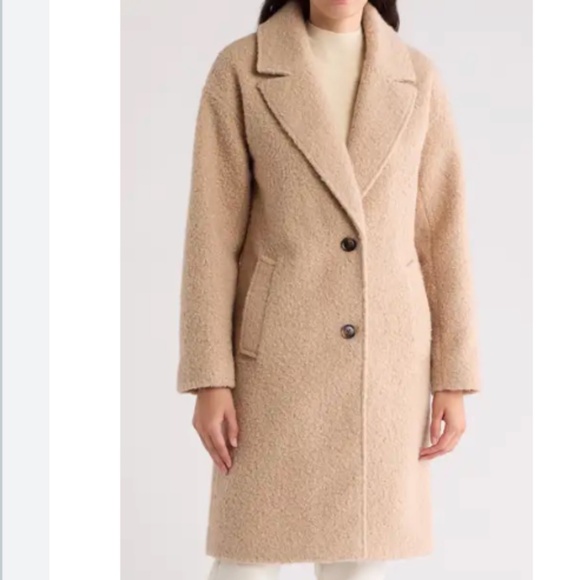 NEW BCBGeneration Faux Shearling Coat XL Oatmeal Color jacket Mid Center - Picture 1 of 17